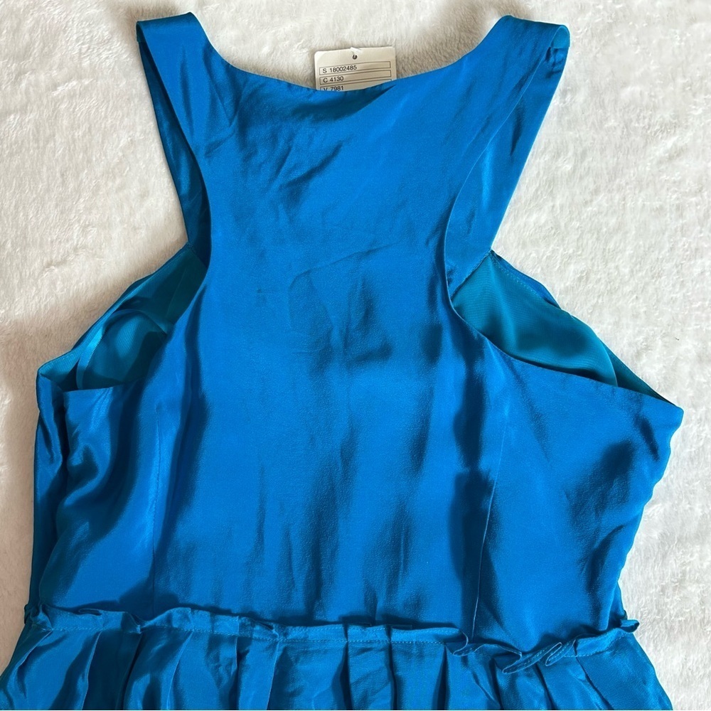 Moulinette Soeurs Women’s Jewel-Beaded Halter Blue Silk Maxi Dress Size 6 - Picture 15 of 16